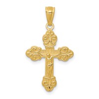 14K Yellow Gold Gold Polished Inri Small Crucifix Pendant view 1
