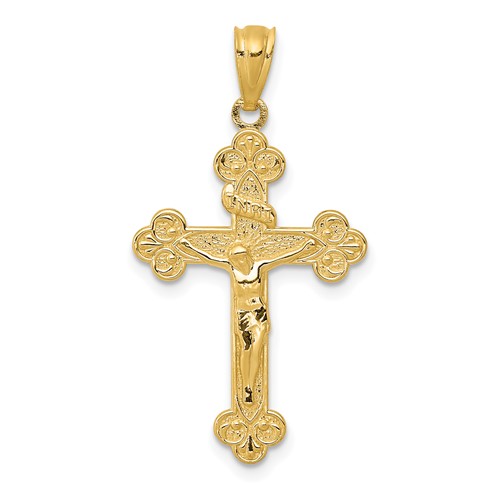 14K Yellow Gold Gold Polished Inri Medium Crucifix Pendant