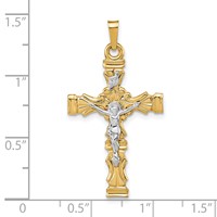 14K Two-tone Polished Latin Crucifix Pendant view 2