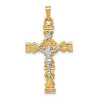 14K Two-tone Polished Latin Crucifix Pendant view 1