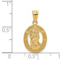 14K Yellow Gold Polished Solid Cut-out Saint Christopher Medal Oval Pendant view 4