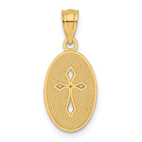 14K Yellow Gold Polished Small Cross Medal Pendant view 3