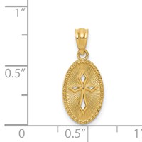 14K Yellow Gold Polished Small Cross Medal Pendant view 4