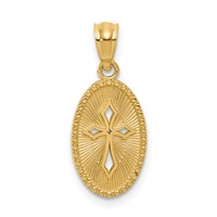 14K Yellow Gold Polished Small Cross Medal Pendant view 1