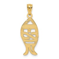 14K Yellow Gold Polished Jesus Fish Pendant view 3
