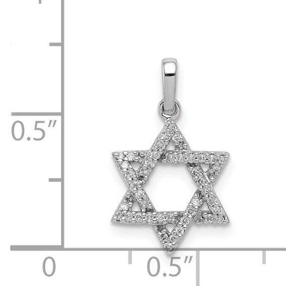 14k White Gold 1/8 carat Diamond Star of David Pendant