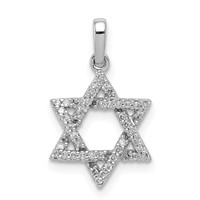 14K White Gold 0.12 Carat Diamond Star of David Pendant view 1
