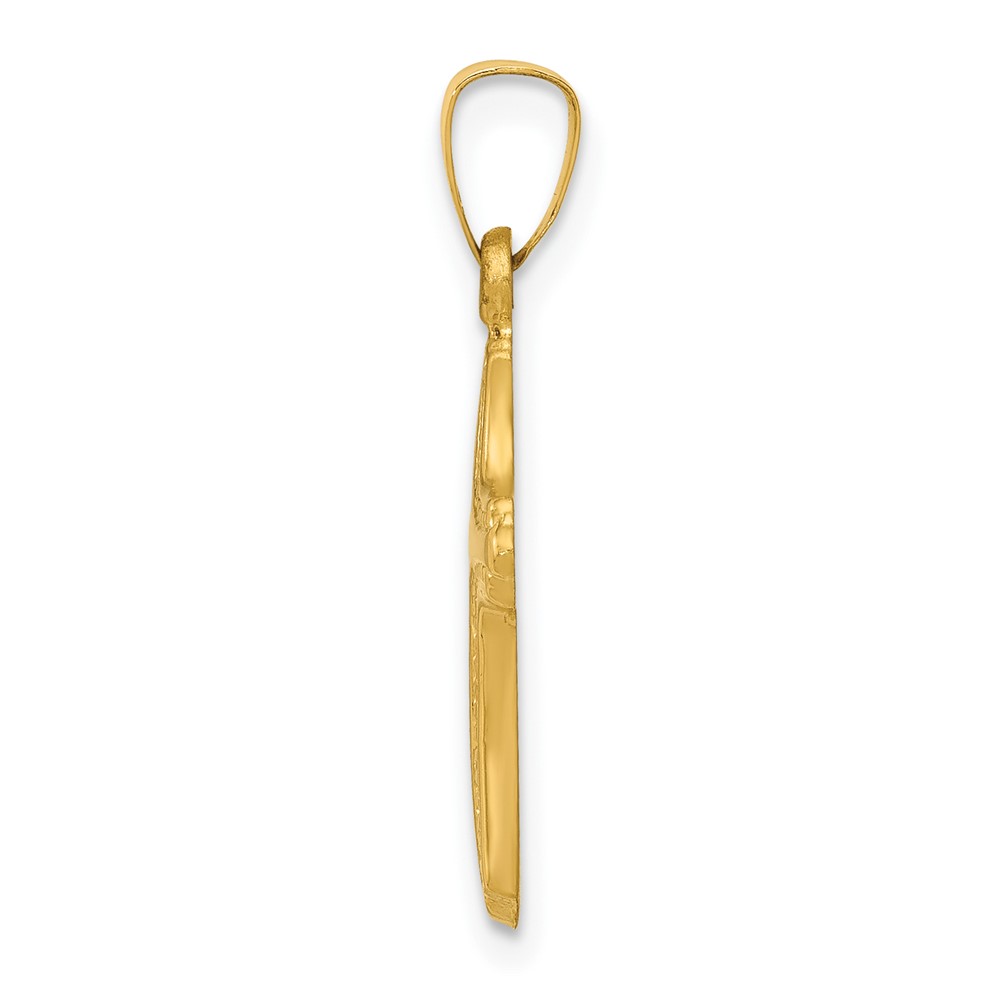 14k Polished and Textured Cross Pendant (XR1552)