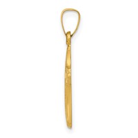 14K Yellow Gold Polished and Textured Cross Pendant view 2