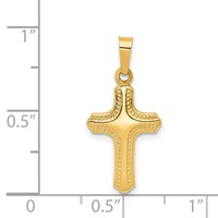 14K Yellow Gold Polished and Textured Cross Pendant view 4