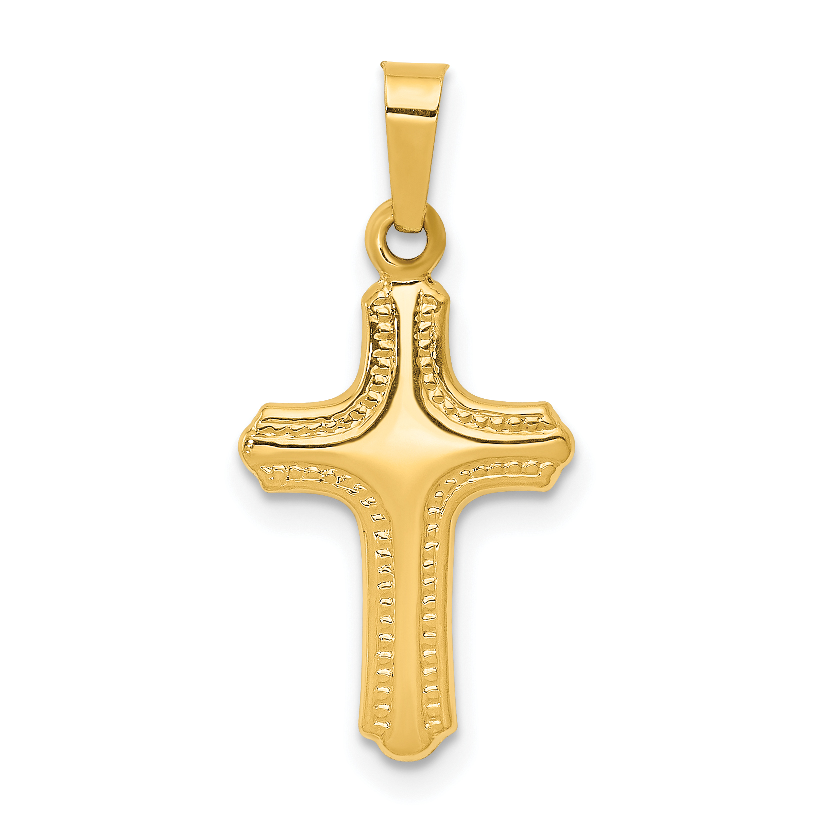 14k Polished and Textured Cross Pendant (XR1552)