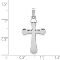 14K White Gold Polished Rounded Cross Pendant view 4