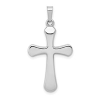 14K White Gold Polished Rounded Cross Pendant view 1