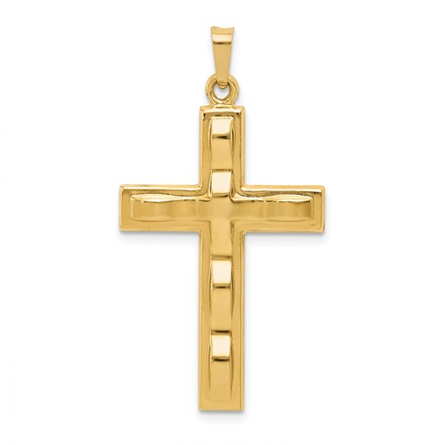 14K Yellow Gold Polished Cross Pendant