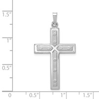 14K White Gold Polished and Satin Pendant with Dots Cross view 4