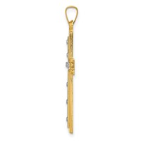 14K and White Rhodium Polished and Satin Cross Pendant view 2