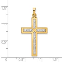 14K and White Rhodium Polished and Satin Cross Pendant view 4