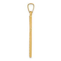 14K Yellow Gold Polished Lattice Textured Cross Pendant view 2