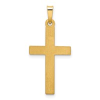 14K Yellow Gold Polished Lattice Textured Cross Pendant view 3