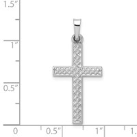 14K White Gold Polished Lattice Cross Pendant view 4