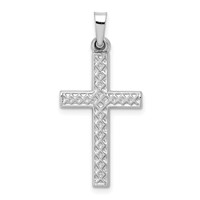 14K White Gold Polished Lattice Cross Pendant view 1