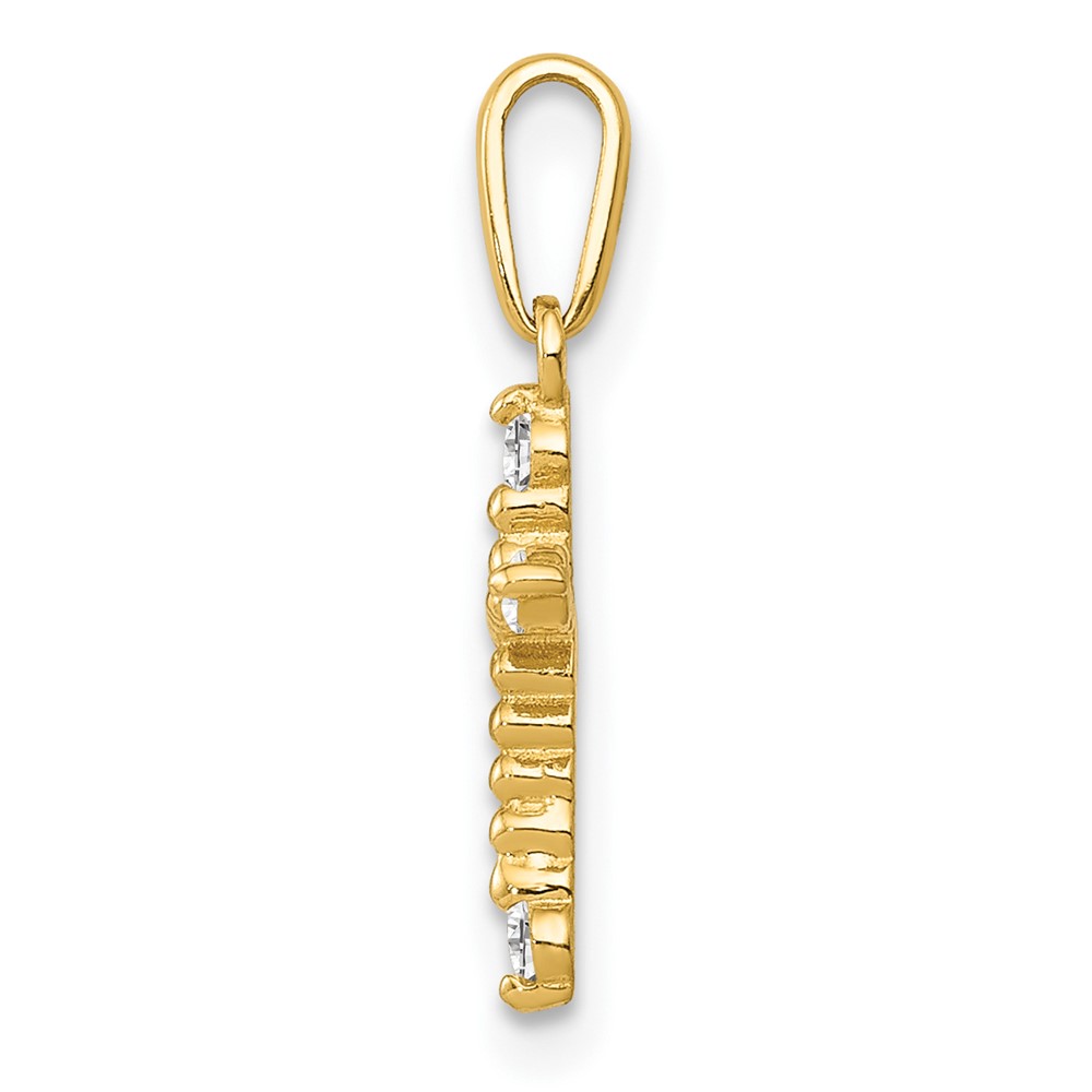 14k Polished Beaded CZ Cross Charm (XR1577)
