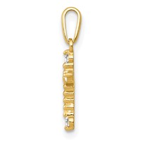 14K Yellow Gold Polished Beaded CZ Cross Charm view 2