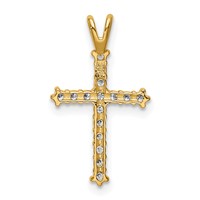 14K Yellow Gold Polished CZ Cross Chain Slide view 3