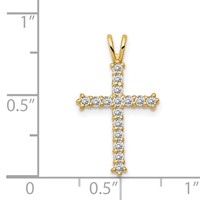 14K Yellow Gold Polished CZ Cross Chain Slide view 4