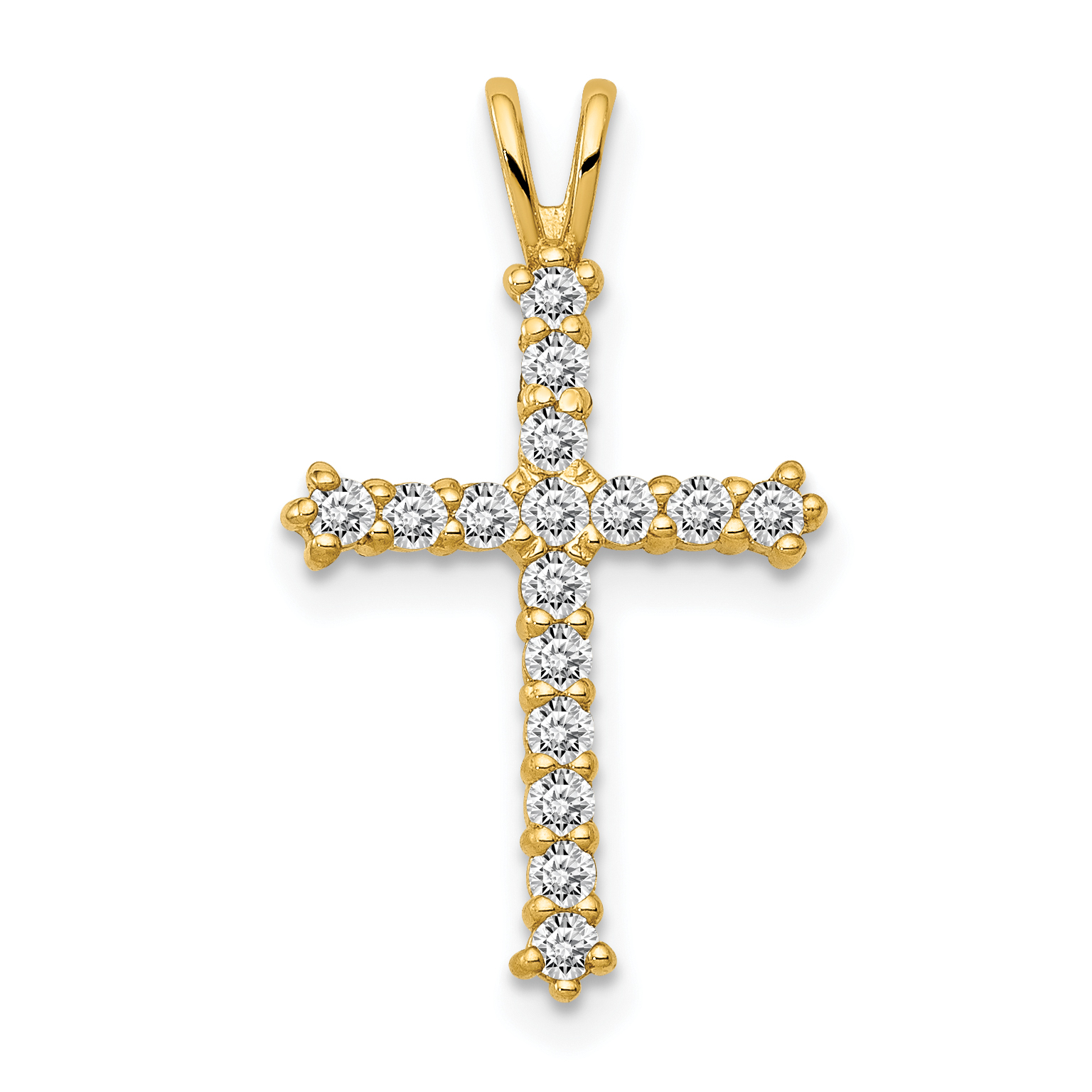 14k Polished CZ Cross Chain Slide (XR1578)