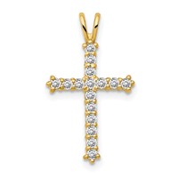 14K Yellow Gold Polished CZ Cross Chain Slide view 1