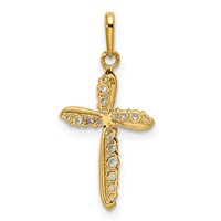 14K Yellow Gold Polished CZ Cross Charm view 3