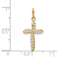 14K Yellow Gold Polished CZ Cross Charm view 4