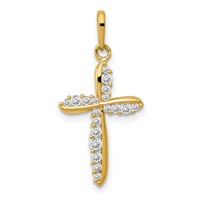 14K Yellow Gold Polished CZ Cross Charm view 1