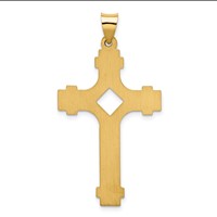 14K Yellow Gold Polished Fancy Cross Pendant view 3