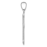 14K White Gold Polished Fleur De Lis Cross Pendant view 2