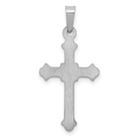 14K White Gold Polished Fleur De Lis Cross Pendant view 3