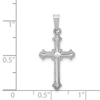 14K White Gold Polished Fleur De Lis Cross Pendant view 4