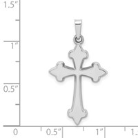 14K White Gold Polished Fleur De Lis Cross Pendant view 4