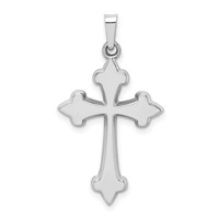 14K White Gold Polished Fleur De Lis Cross Pendant view 1