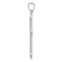 14K White Gold Polished Fleur De Lis Cross Pendant view 2