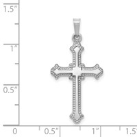 14K White Gold Polished Fleur De Lis Cross Pendant view 4