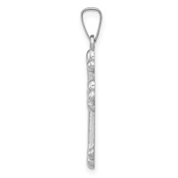 14K White Gold Polished Budded Cross Pendant view 2