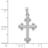 14K White Gold Polished Budded Cross Pendant view 4