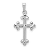 14K White Gold Polished Budded Cross Pendant view 1