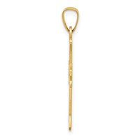 14K Yellow Gold Polished Cut-out Fleur De Lis Cross Pendant view 2