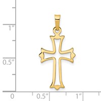 14K Yellow Gold Polished Cut-out Fleur De Lis Cross Pendant view 4