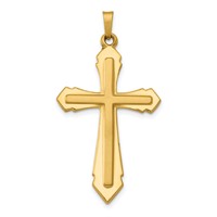 14K Yellow Gold Polished and Satin Passion Cross Pendant view 1