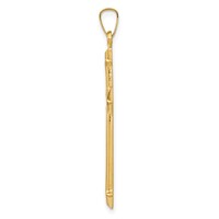 14K and White Rhodium Polished and Textured Passion Cross Pendant view 2