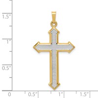14K and White Rhodium Polished and Textured Passion Cross Pendant view 4